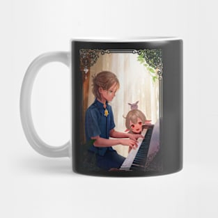 Albedo and Klee playing Piano Mug